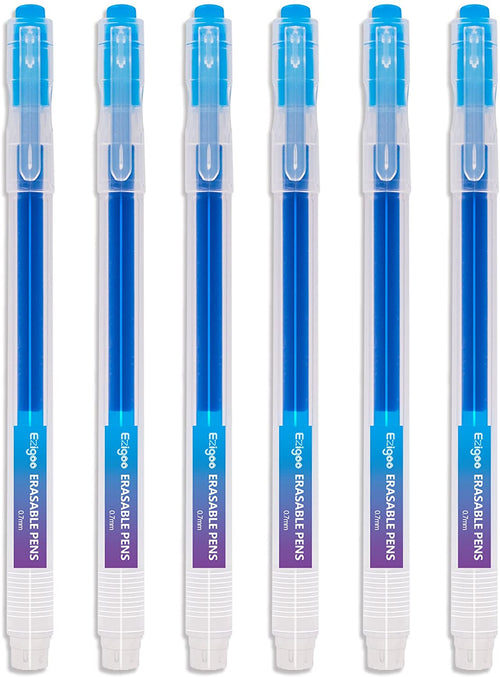 A pack of 6 blue refillable, eraser pens - Stationery Island