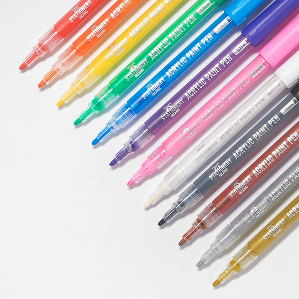 Stationery Island Acrylic Paint Pens - 1mm Nib - Set of 12