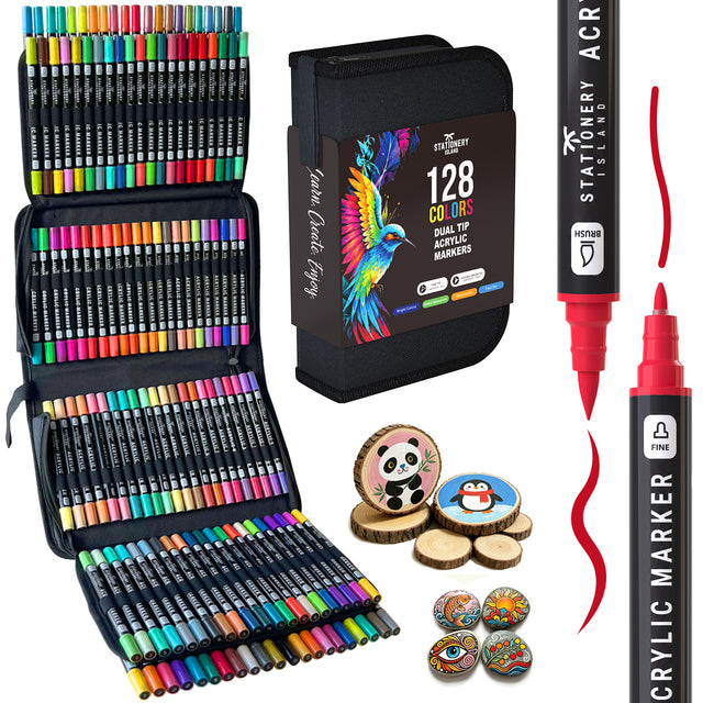 Dual Tip Acrylic Paint Pens — 128 Colours