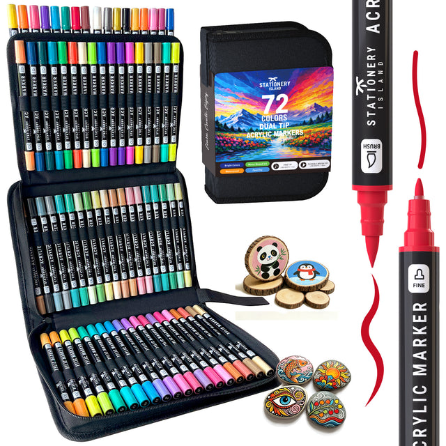 Dual Tip Acrylic Paint Pens — 72 Colours