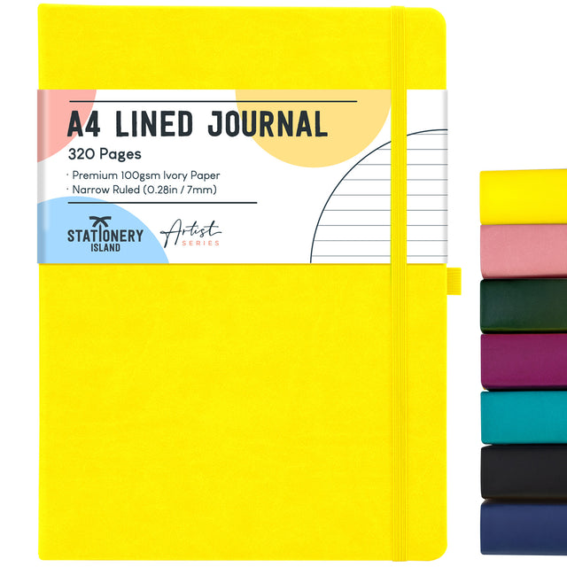 A4 Lined Journal - 100gsm, 320 Pages — Lemon Yellow