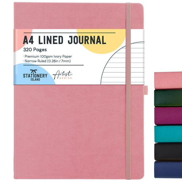 A4 Lined Journal - 100gsm, 320 Pages — Blossom Pink