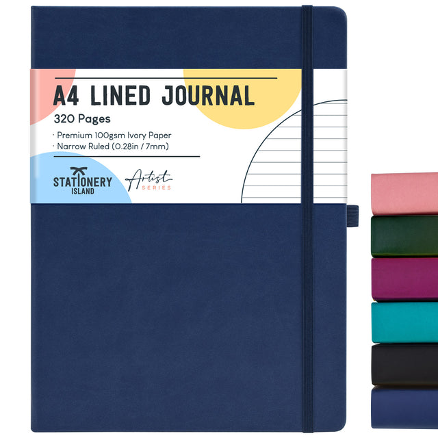 A4 Lined Journal - 100gsm, 320 Pages — Blueberry Blue