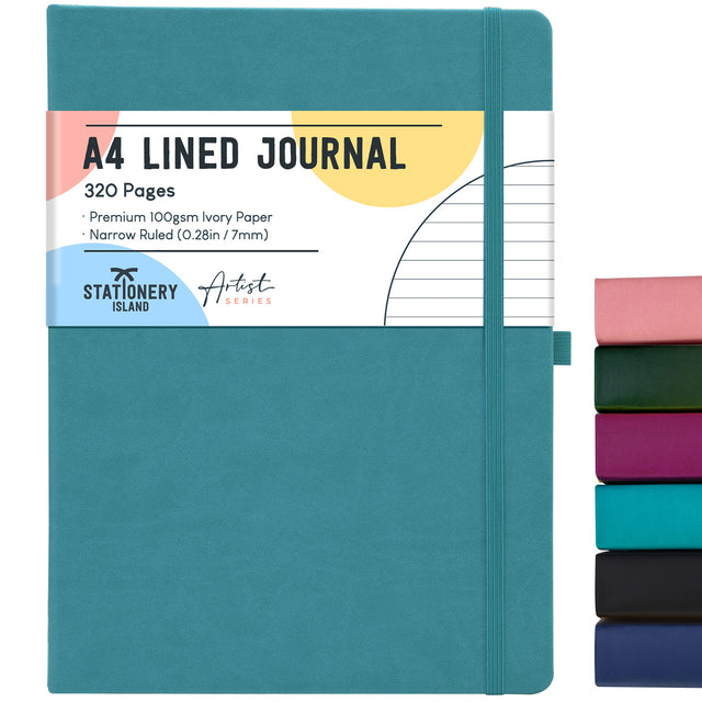 A4 Lined Journal - 100gsm, 320 Pages — Teal