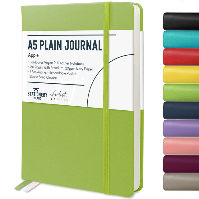 A5 Plain Journal - 120gsm, 180 Pages — Apple Green