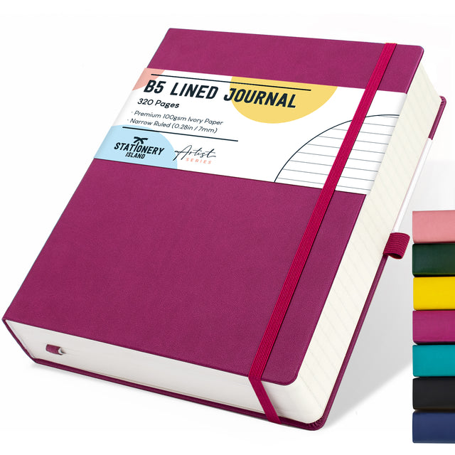 B5 Lined Journal - 100gsm, 320 Pages — Berry