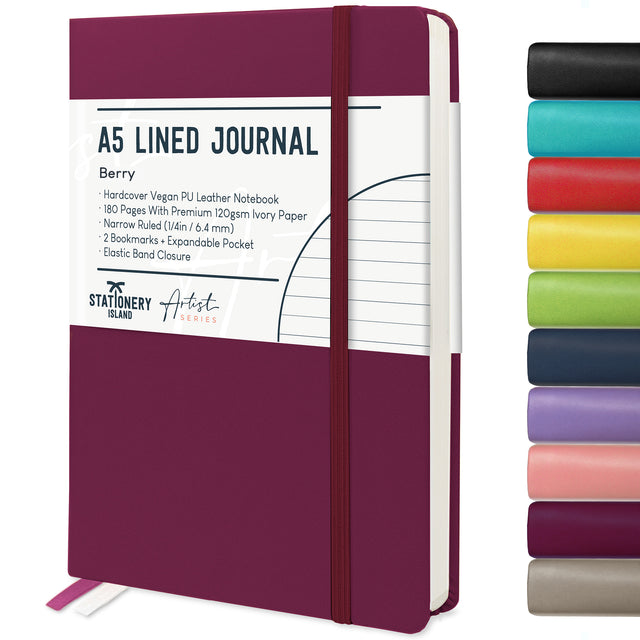 A5 Lined Journal - 120gsm, 180 Pages — Berry
