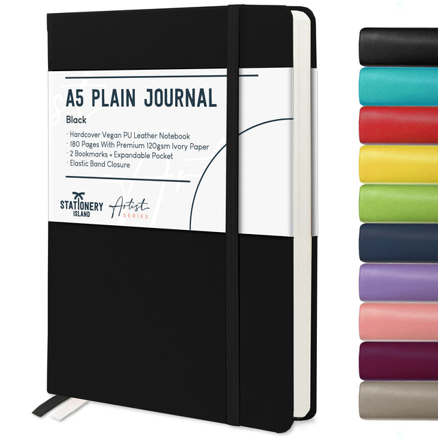 A5 Plain Journal - 120gsm, 180 Pages — Black