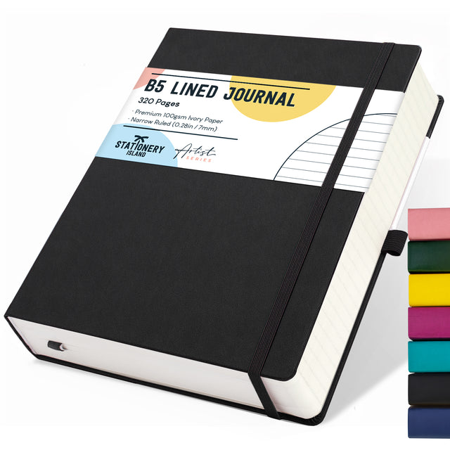 B5 Lined Journal - 100gsm, 320 Pages — Black