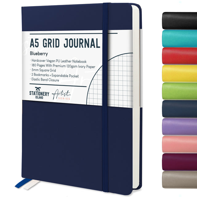 A5 Grid Journal - 120gsm, 180 Pages — Blueberry Blue