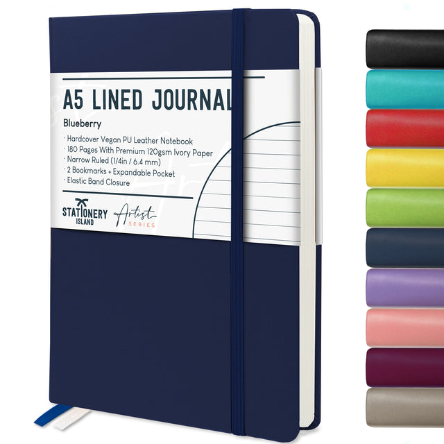 A5 Lined Journal - 120gsm, 180 Pages — Blueberry Blue