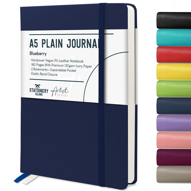 A5 Plain Journal - 120gsm, 180 Pages — Blueberry Blue