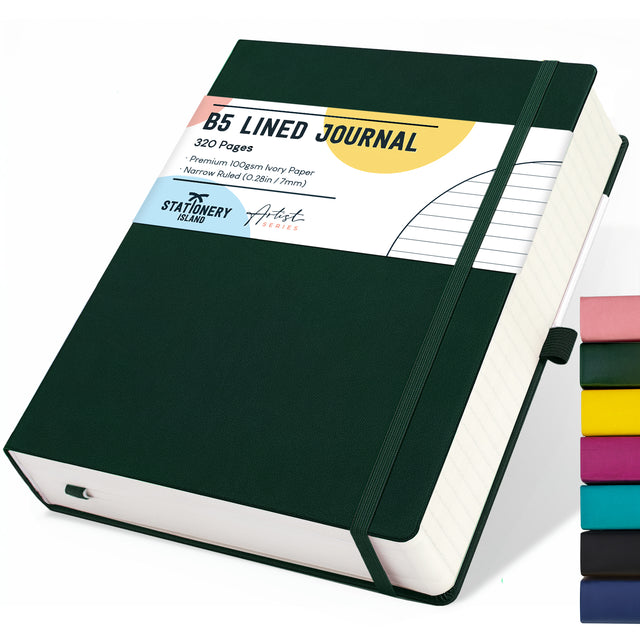 B5 Lined Journal - 100gsm, 320 Pages — Forest Green