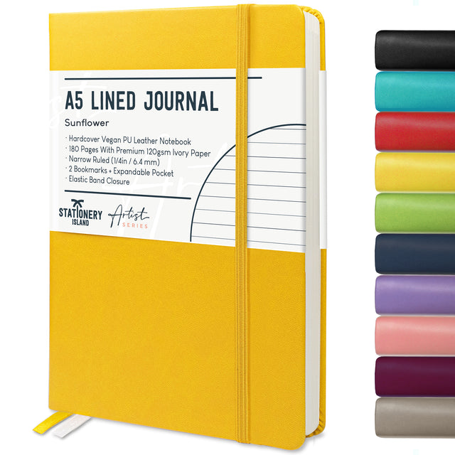 A5 Lined Journal - 120gsm, 180 Pages — Lemon Yellow