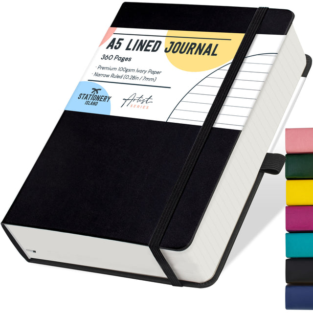 A5 Lined Journal - 100gsm, 360 Pages — Black