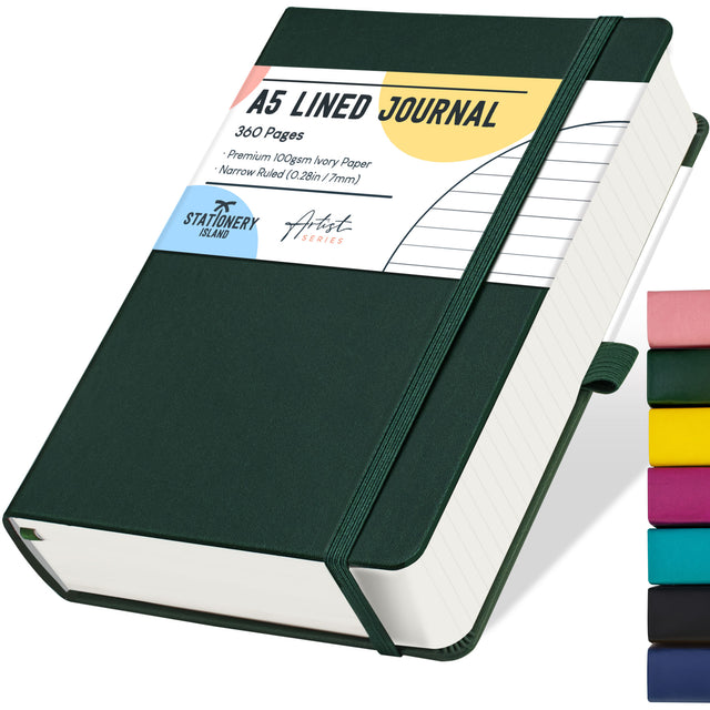 A5 Lined Journal - 100gsm, 360 Pages — Forest Green