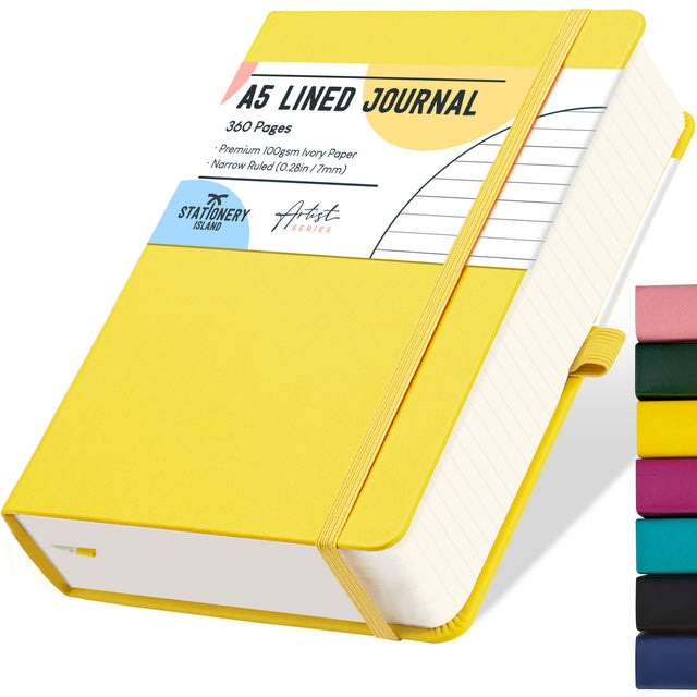 A5 Lined Journal - 100gsm, 360 Pages — Lemon Yellow