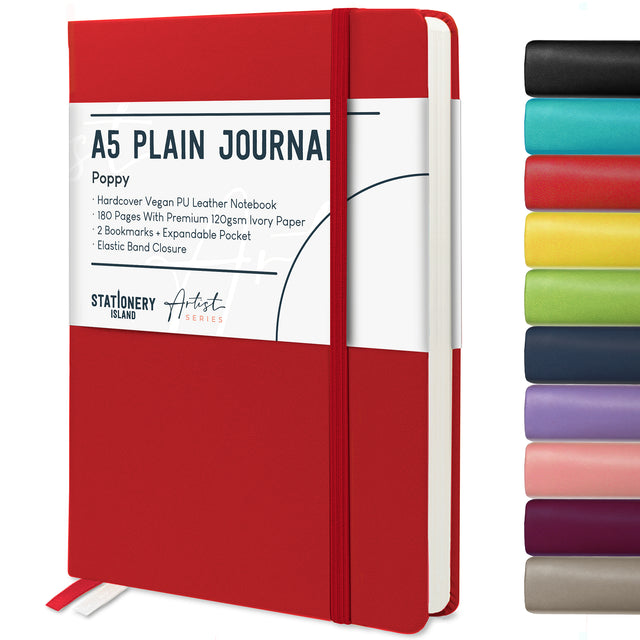 A5 Plain Journal - 120gsm, 180 Pages — Poppy Red