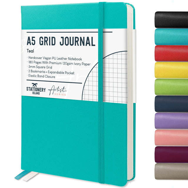 A5 Grid Journal - 120gsm, 180 Pages — Teal