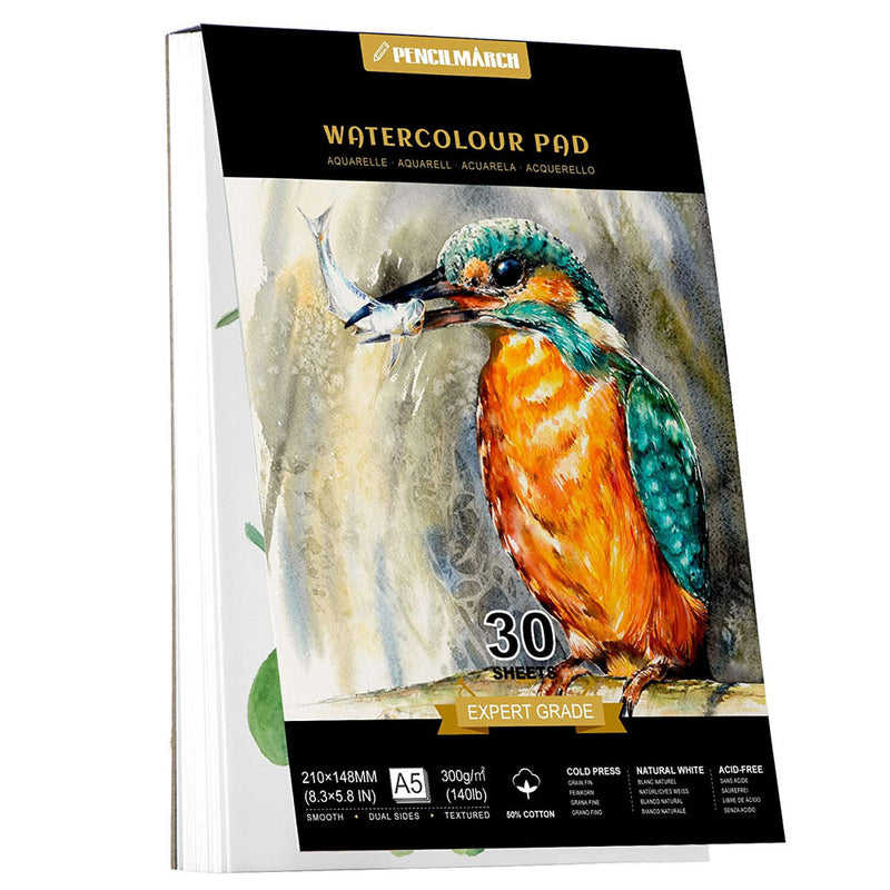 An A5 Pencilmarch artist watercolour paper pad with 300 gsm paper and 30 pages - Stationery Island