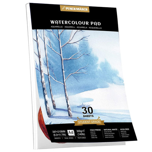 An A4 Pencilmarch student watercolour paper pad with 300 gsm paper and 30 pages - Stationery Island