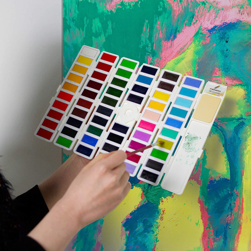 Pencilmarch Watercolour Paint Travel Set - 58 Colours + 2 Aqua Brushes