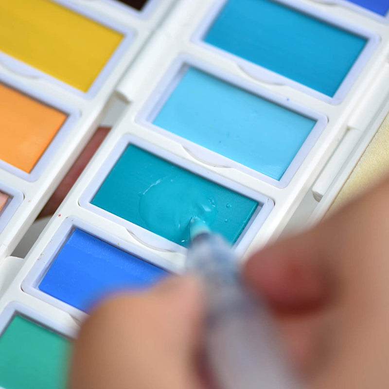 Pencilmarch Watercolour Paint Travel Set - 58 Colours + 2 Aqua Brushes