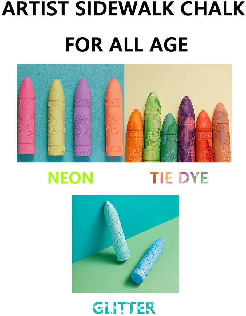 The TBC washable sidewalk neon glitter chalks are for all ages - Stationery Island 