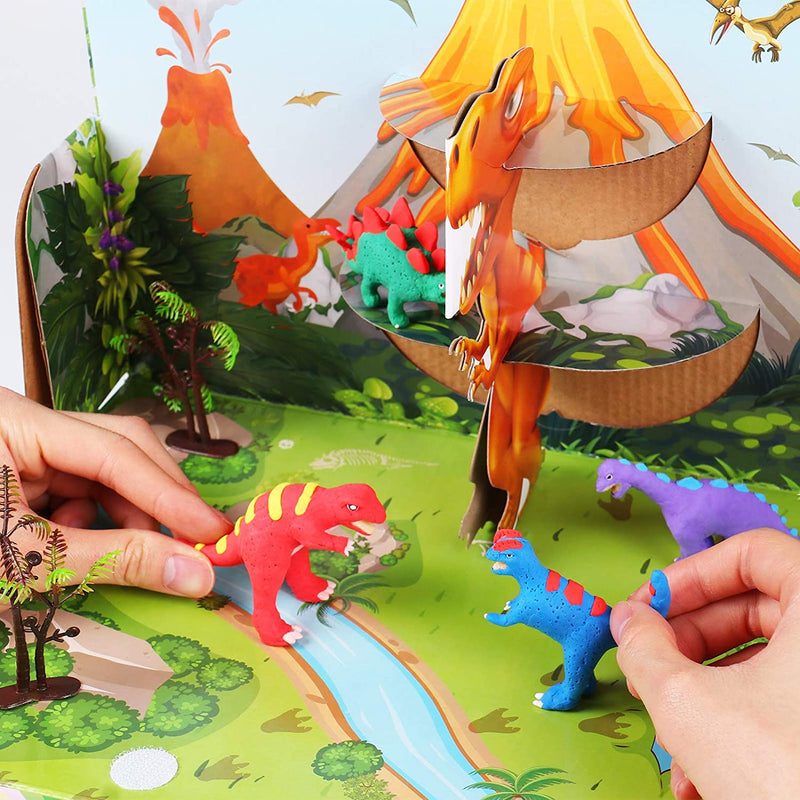 Miniature models of dinosaurs created from the TBC make your own dino park clay - Stationery Island