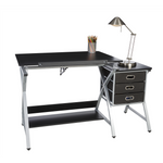 Icaria drafting table shown with storage draw and lamp for decoration - Stationery Island