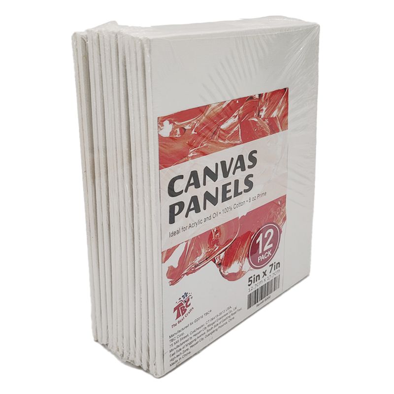 TBC 5" x 7" White Canvas Panels - Pack of 12
