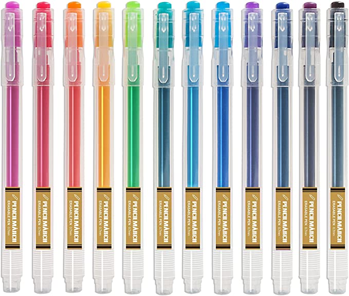 Erasable Pens 0.7mm - 12 Assorted Colours