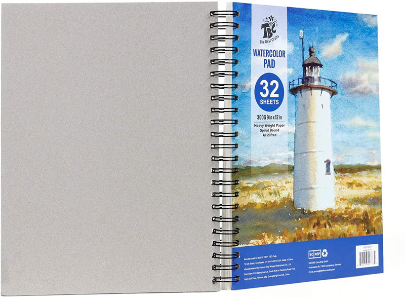 A 9"x12" TBC watercolour paper pad that has 32 sheets - Stationery Island