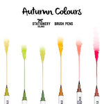 6 autumn colours brush pens creating a mark on the paper to show the different colours - Stationery Island 