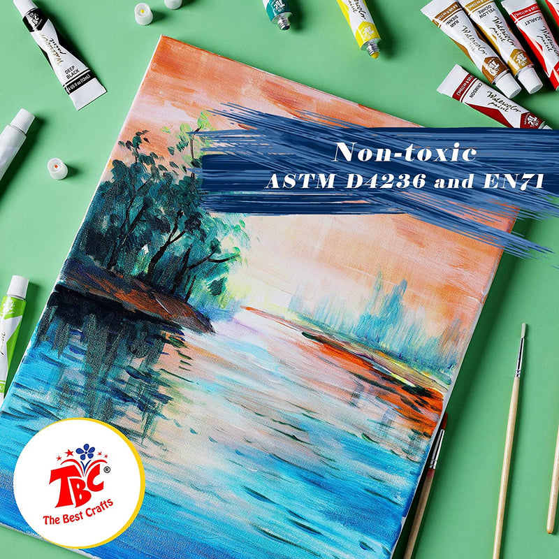 The paints from the TBC watercolour paints with 24 colours, which have been used on this scenic painting, are non-toxic - Stationery Island