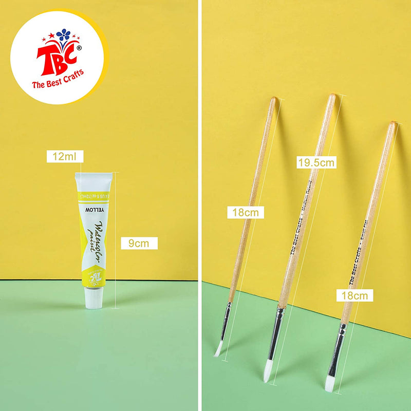Measurements of the paint tube and the sizes of the 3 brushes that are included - Stationery Island