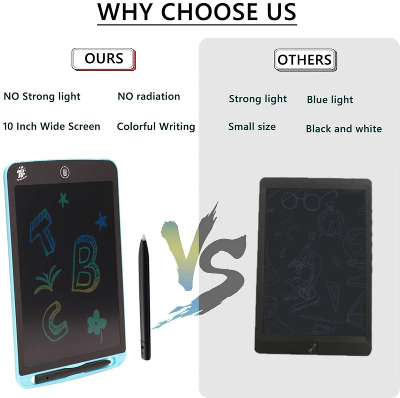 The 10 inch TBC LCD drawing tablet has no strong light, no radiation, colourful writing and a 10inch wide screen compared to others who don't have that - Stationery Island