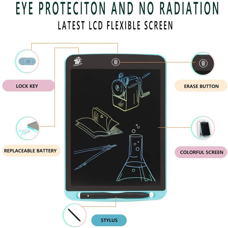 The 10 inch TBC LCD drawing tablet has a lock key, an erase button, a replaceable battery, a colourful screen and a stylus - Stationery Island