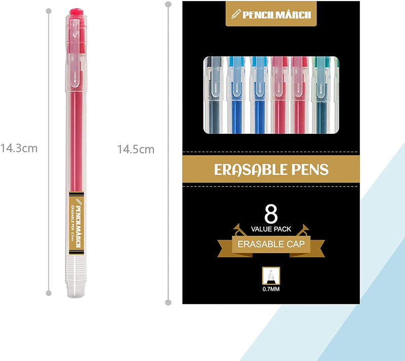 Measurements of the 0.7mm rollerball erasable pens and the box packaging - Stationery Island