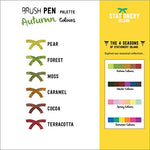 The colours and name of the colours which are included in the autumn colours brush pens pack - Stationery Island 