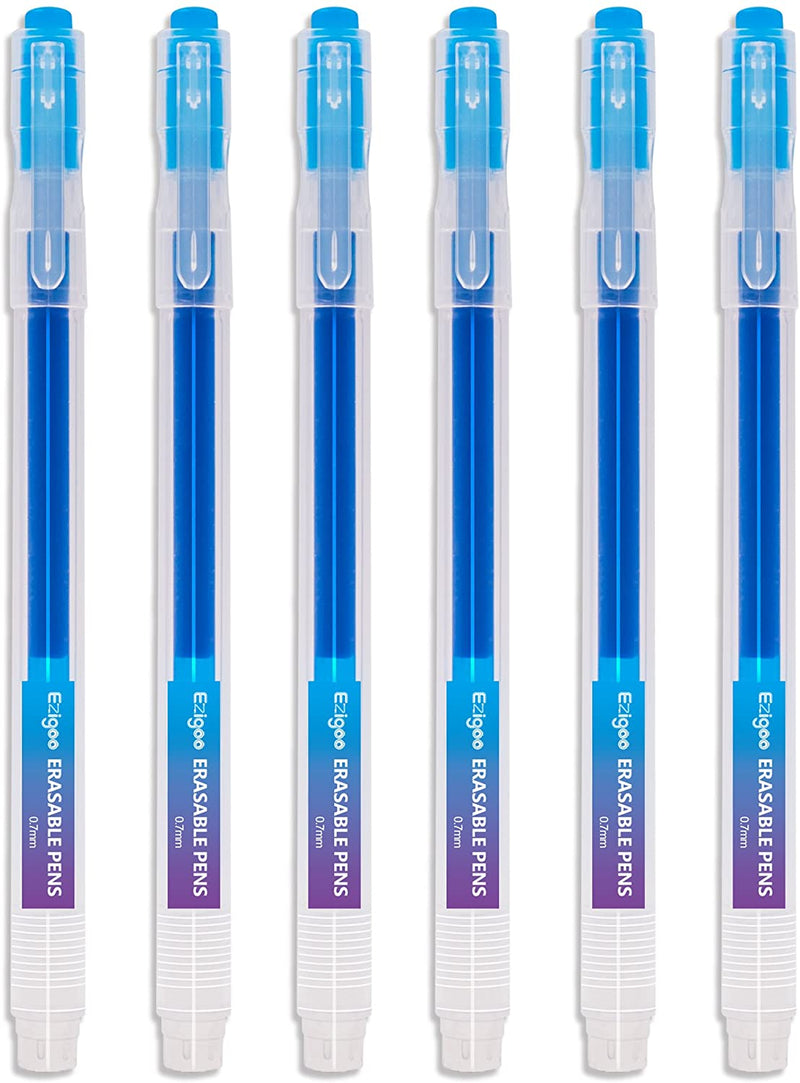 A pack of 6 blue refillable, eraser pens - Stationery Island