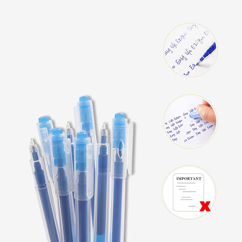 A bunch of 6 blue refillable 0.7mm erasable pens - Stationery Island