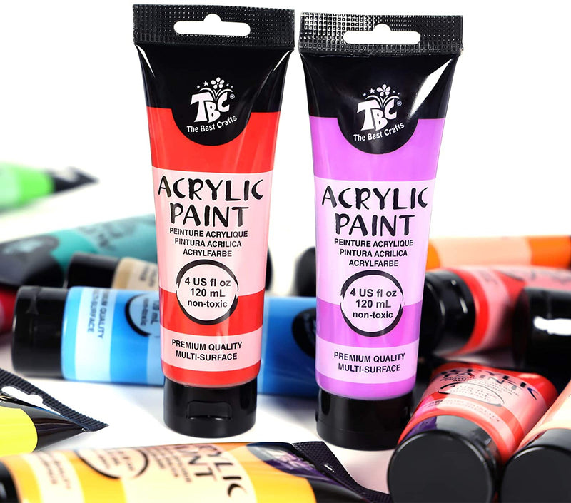 Two 120ml acrylic paint tubes standing up whilst the other colours are laying down - Stationery Island