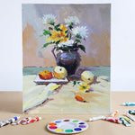 A painting drawn on the TBC 11" x 14" white canvas panel that comes in a pack of 12 - Stationery Island