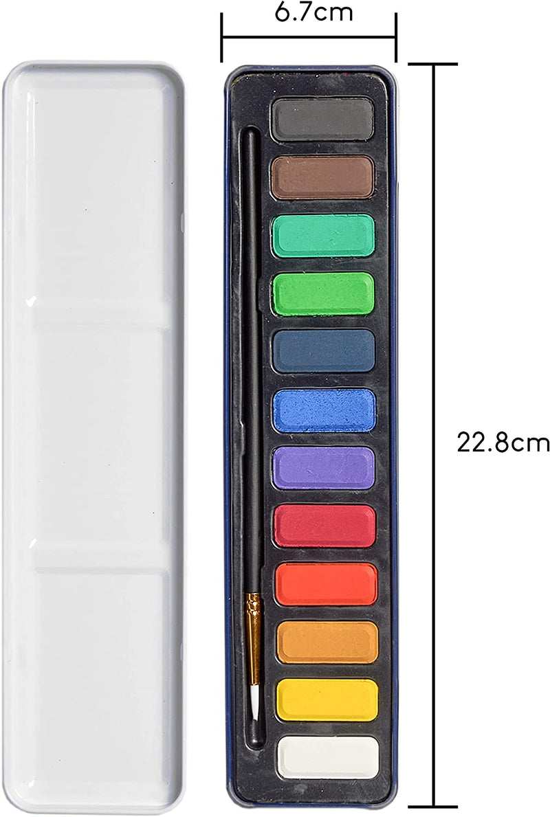 thumbnail image 2 of Major Brushes Watercolour Paint Tin Set - 12 Blocks Of Colour, Artist Quality 2 of 13