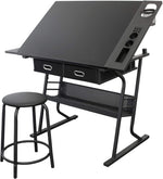 Tiree drafting table with a stool, storage and clips - Stationery Island