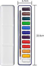 Measurements of the artist series watercolour paint set that has 12 colours, included with 1 aqua brush and 1 paintbrush - Stationery Island