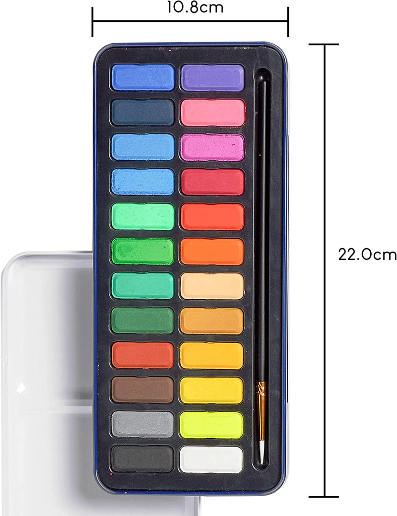 Measurements of the creative collection watercolour paint set that has 24 colours - Stationery Island