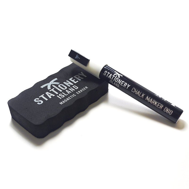A dry wipe magnetic eraser with a chalk marker - Stationery Island