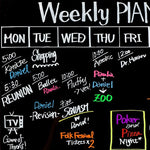 A weekly plan made on a blackboard using wet wipe chalk pens - Stationery Island